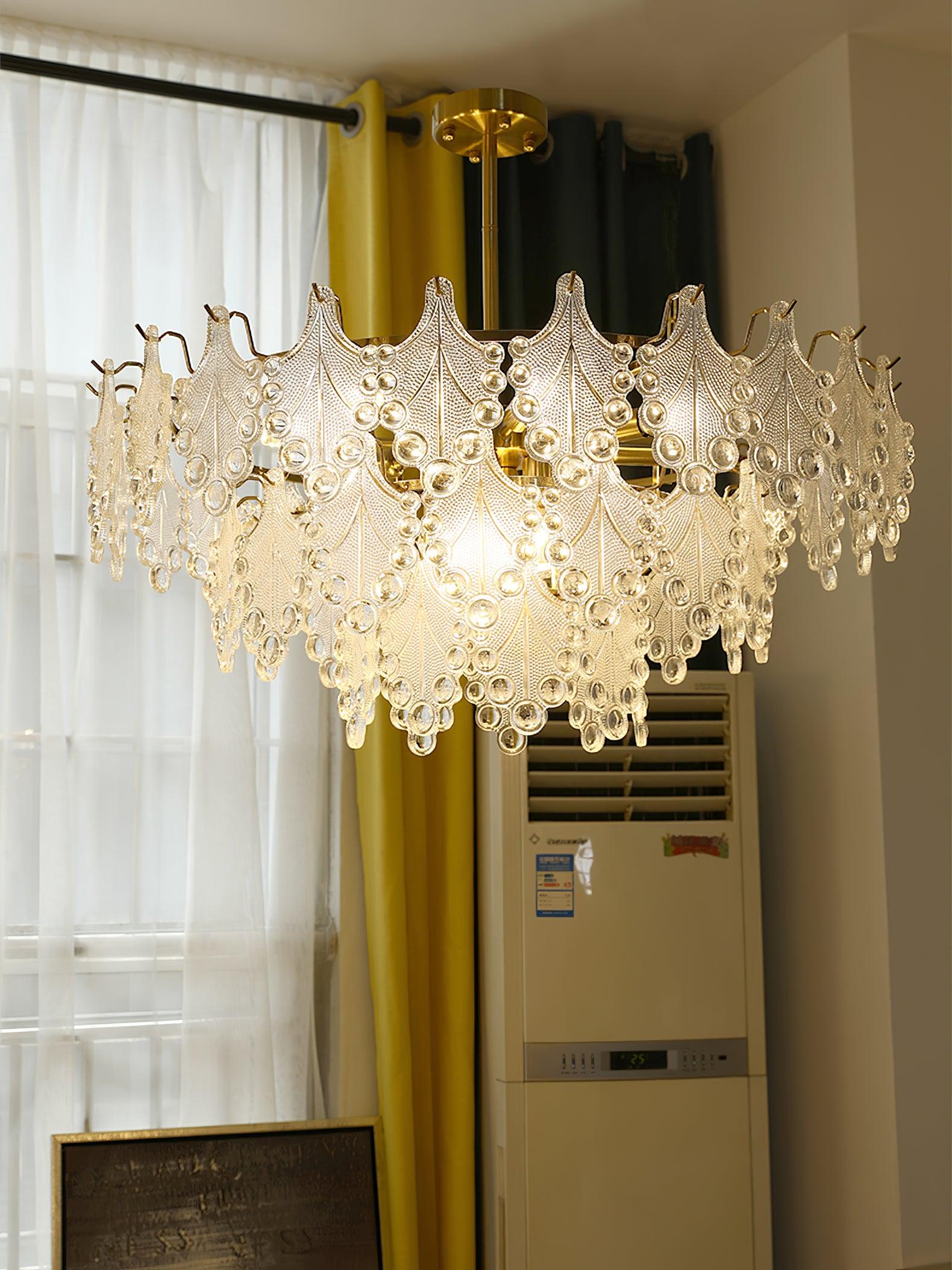 Tiered Carved Glass Chandelier