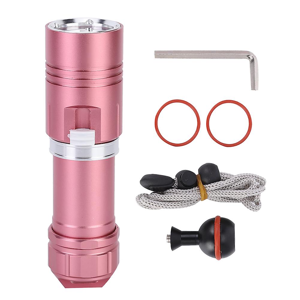 L2 Led Flashlight Torch 100m Diving Waterproof For Campingstepless Dimmingpink