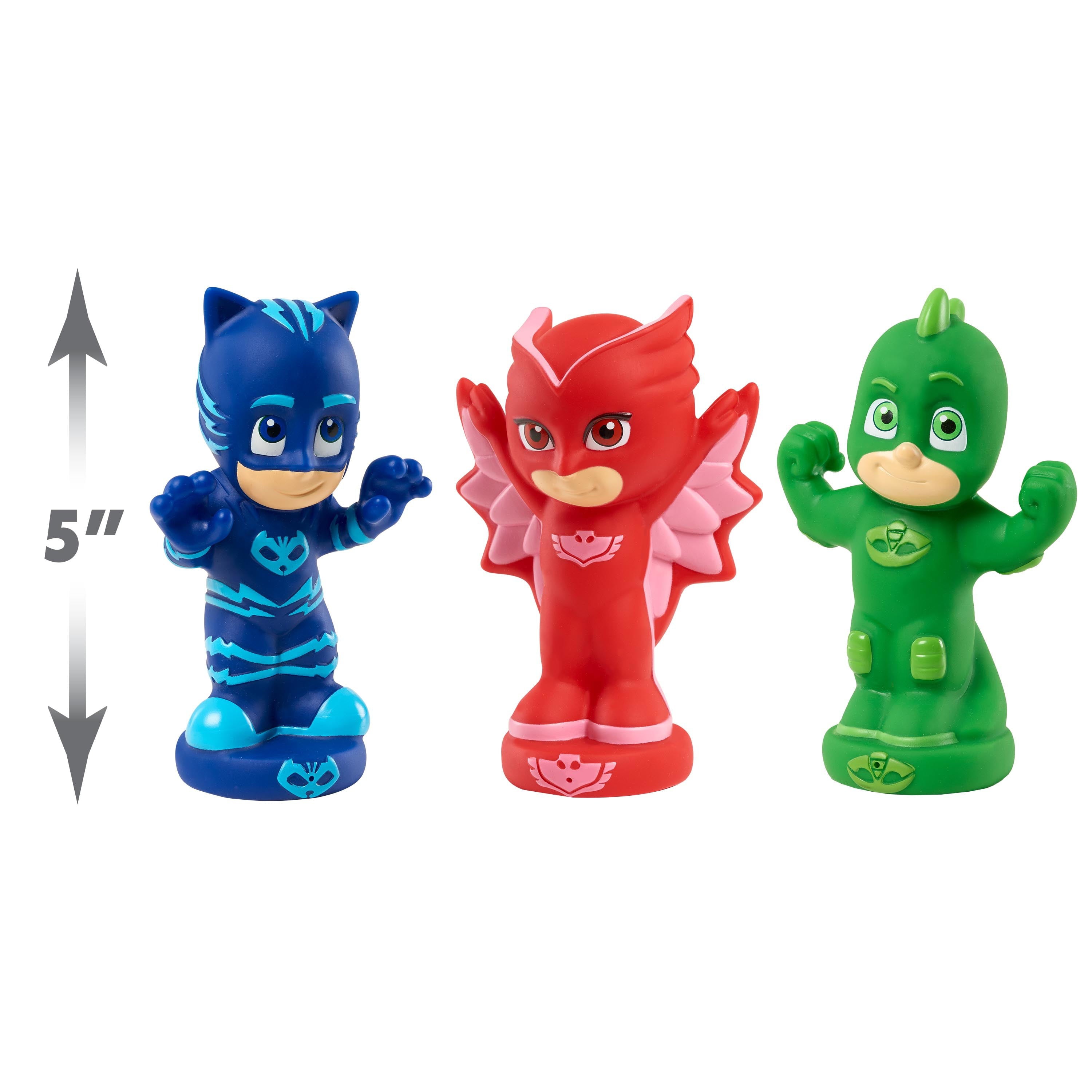 PJ Masks Bath Toy Set， Includes Catboy， Gekko， and Owlette Water Toys for Kids，  Kids Toys for Ages 3 Up， Easter Basket Stuffers and Small Gifts