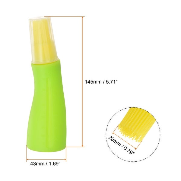 2pcs Silicone Oil Bottle Brush with Cap for BBQ Cooking Baking， Yellow+Green