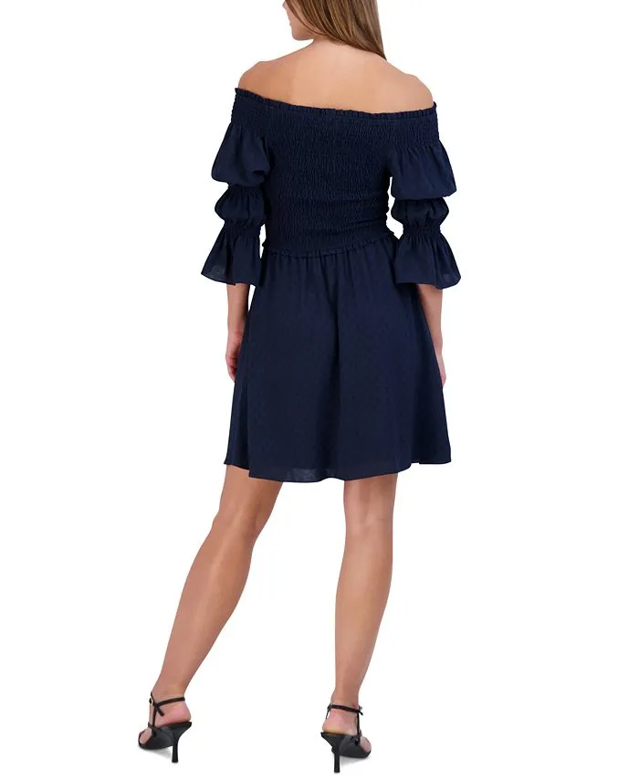 Women's Smocked Off-The-Shoulder Bubble-Sleeve Dress