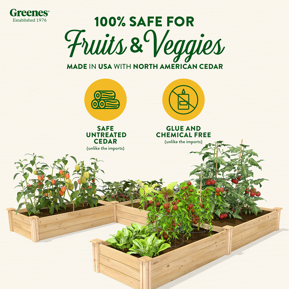 Greenes Fence Original Cedar Raised Garden Bed, U-Shaped 8' x 8' x 10.5