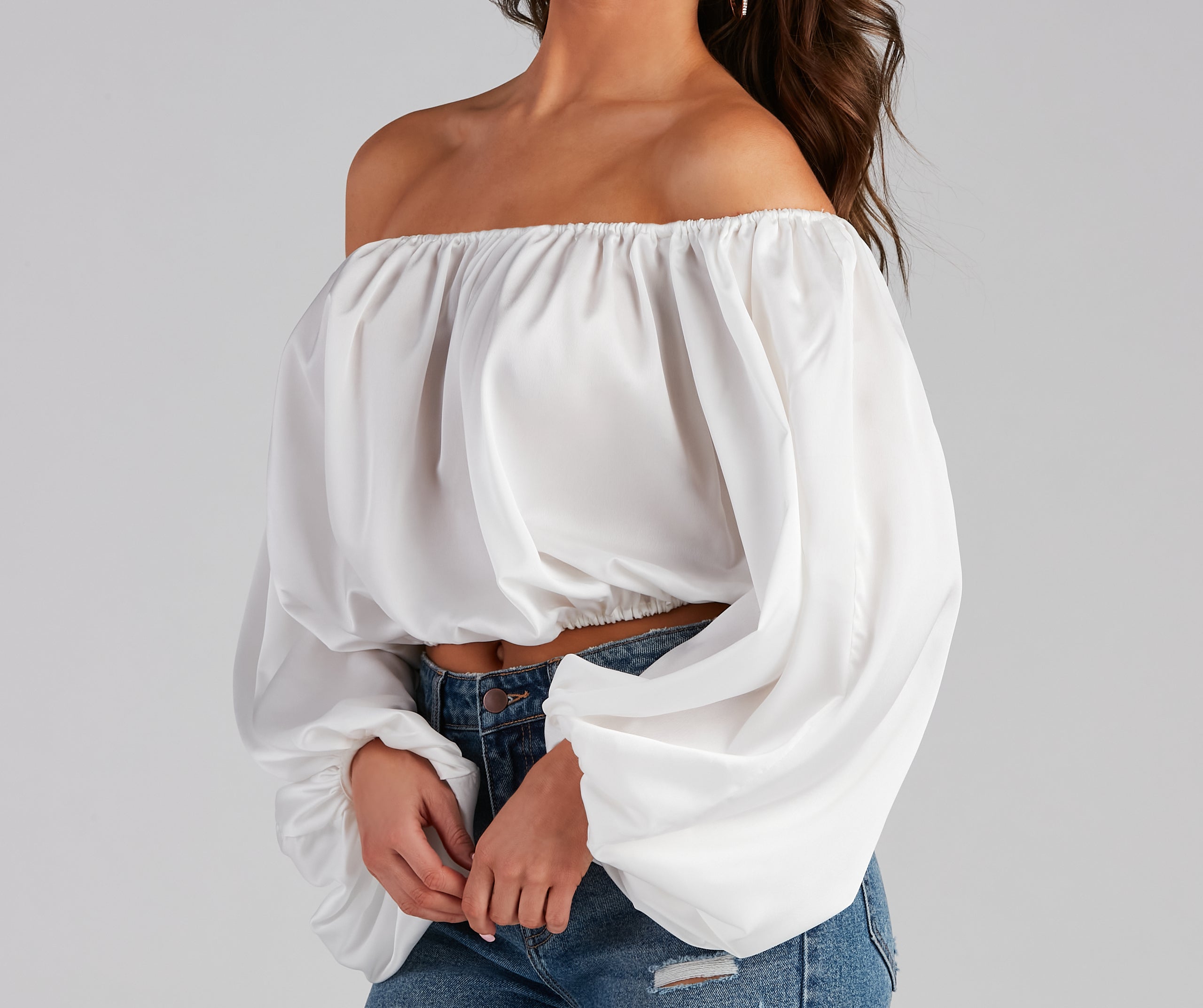 Luxe Satin Off The Shoulder Top