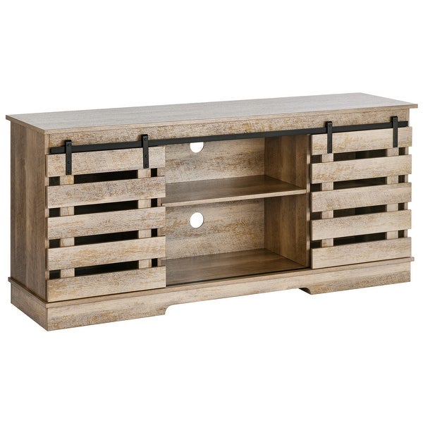 Evelynn Modern TV Stand TV Console Sliding Fence Farmhouse Barn Doors for TVs up to 65