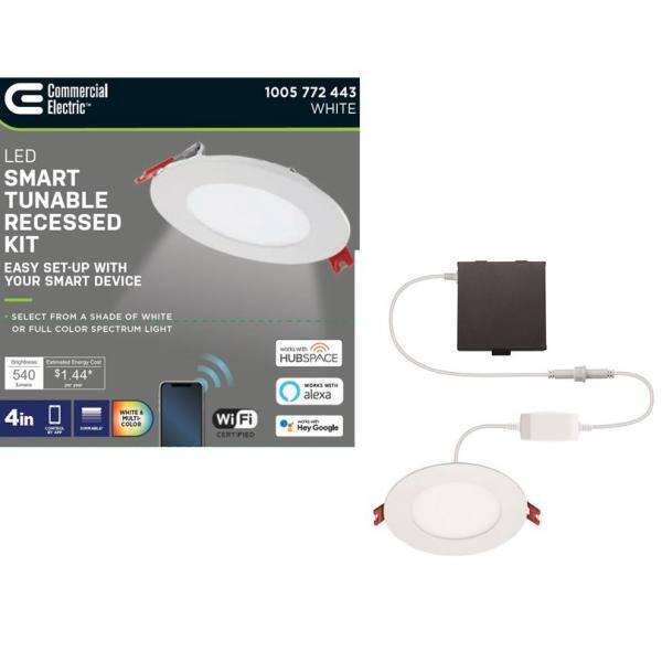 Commercial Electric 4 in. Smart CCT Selectable Ultra Slim Integrated LED Recessed Light Kit Powered by Hubspace 50291