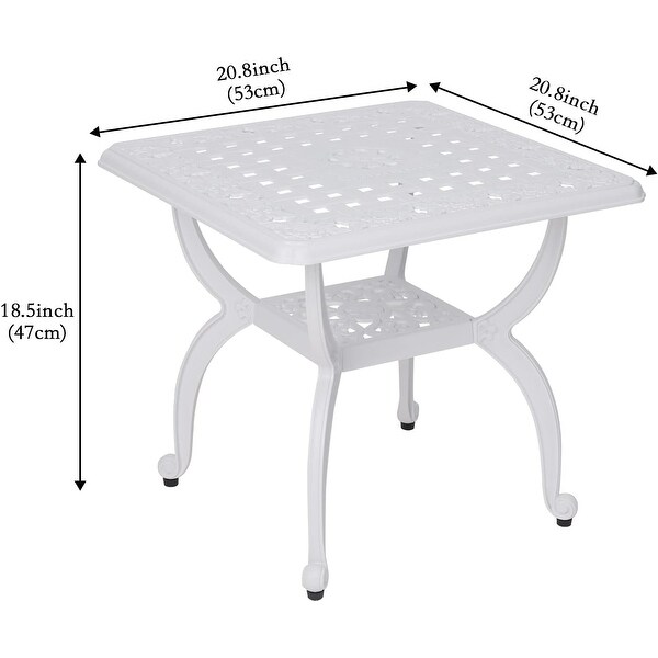 Outdoor Side Tables，Cast Aluminum Patio End Tables，AntiRust Coffee Table for Garden Patio Lawn