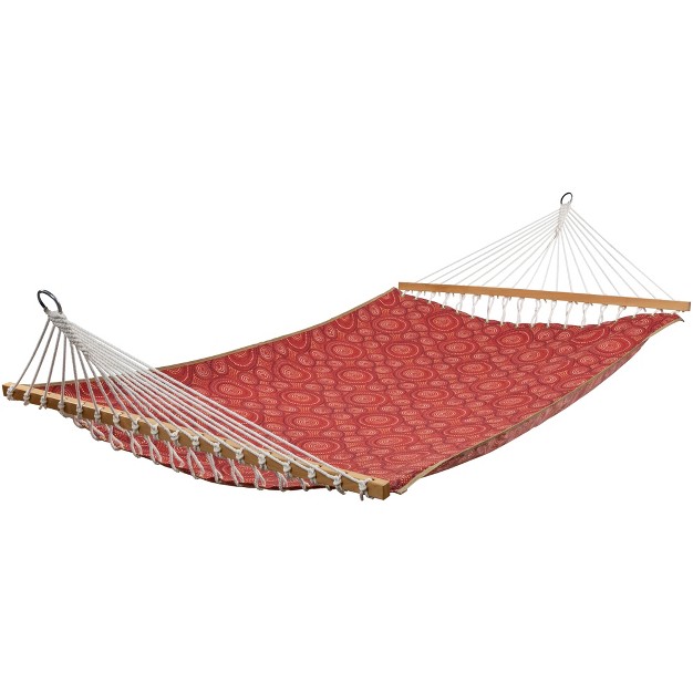 X 55 quot Weather Resistant Red Bohemian Reversible Quilted Double Hammock