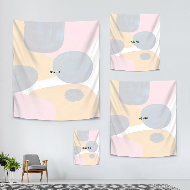 Americanflat Abstract Modern Navy Pink Yellow Ochre Bubbles By Ejaaz Haniff