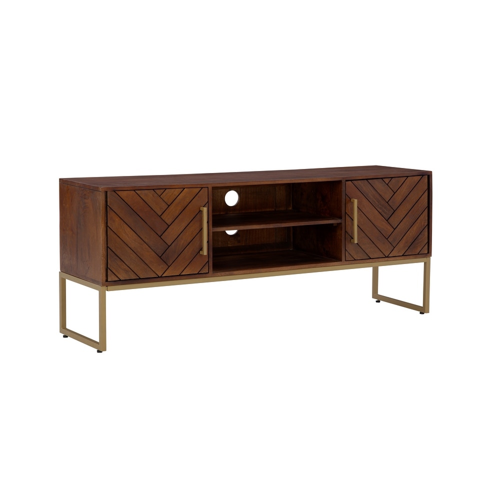 San Marino Fruitwood Solid Wood 59 Inch TV Stand with Storage   59\