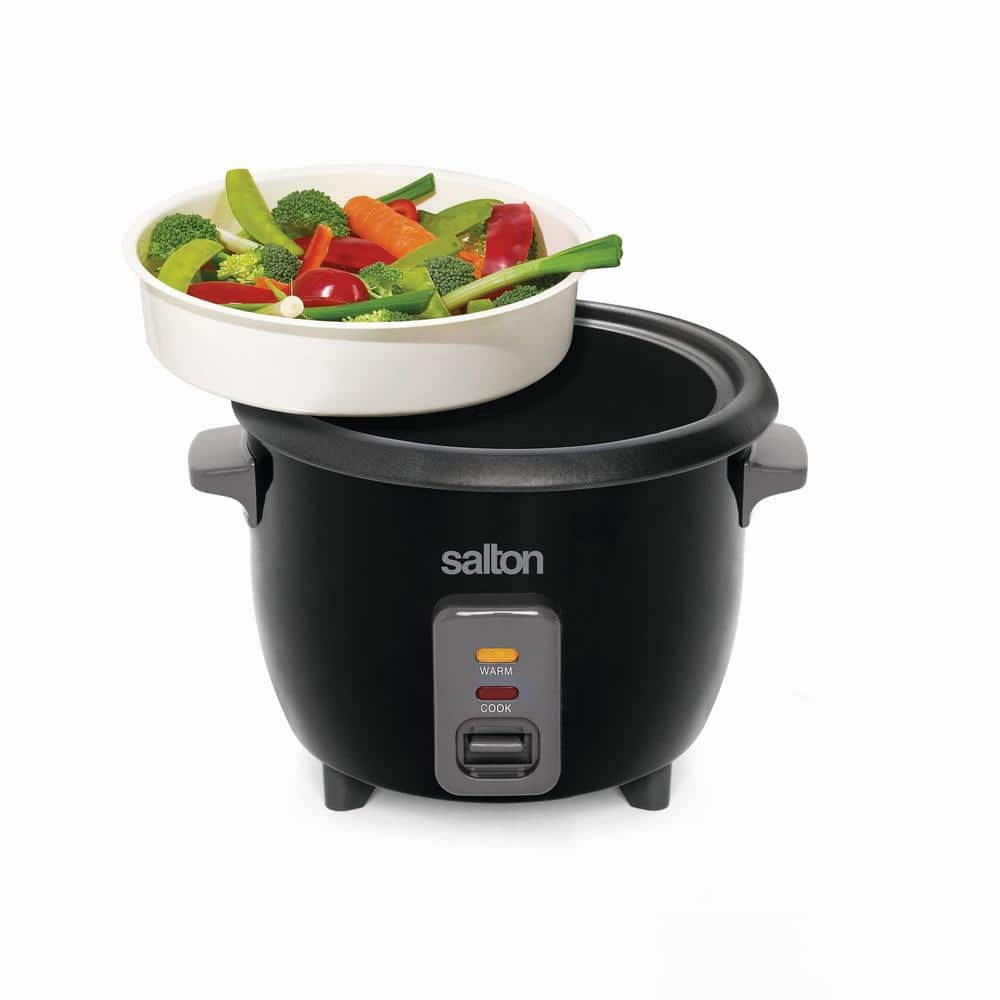 Salton 6-Cup Black Automatic Rice Cooker and Steamer with Non-Stick Bowl RC1653