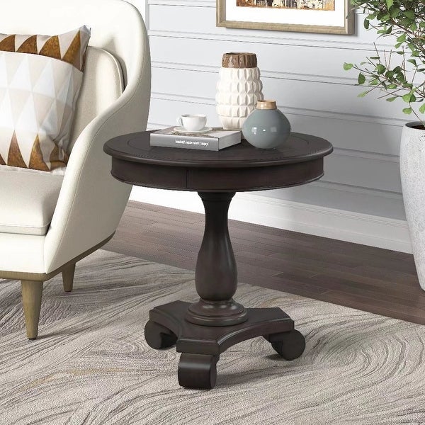 Mordent Fort Wood Round Accent Table for Living Room Antique