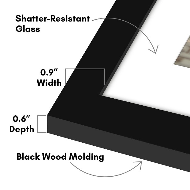 Americanflat Picture Frame With Mat Wood With Glass Cover