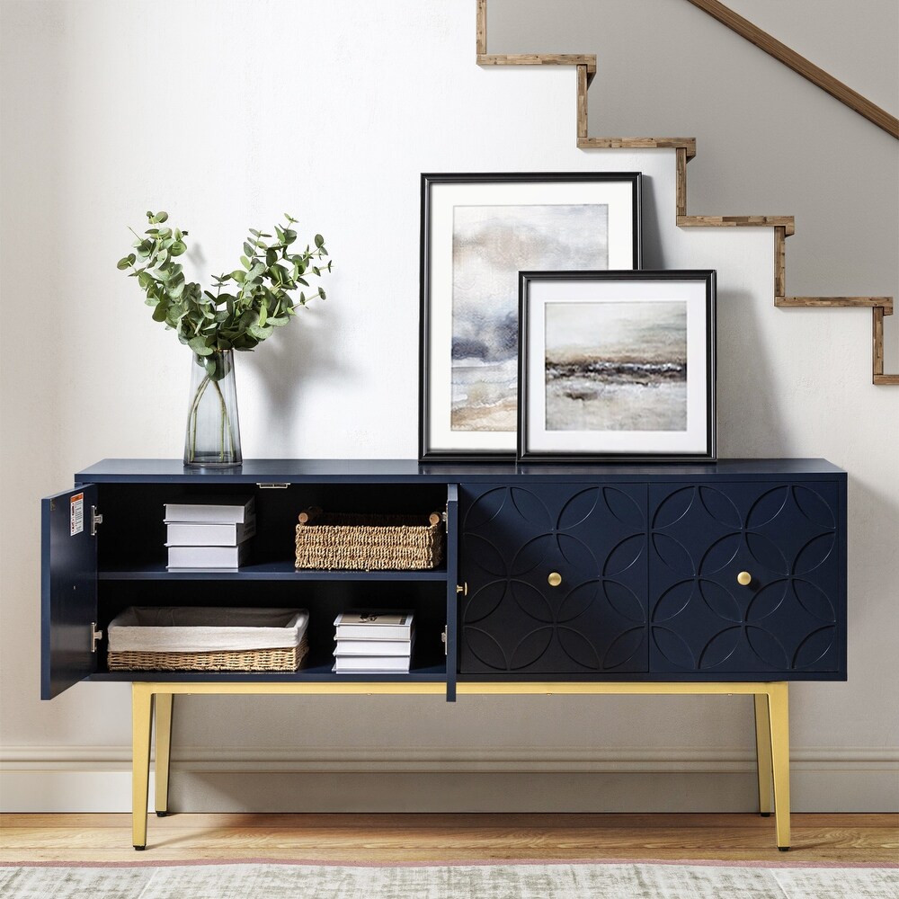 Elsie Modern 4 Doors Storage Sideboard with Adjustable Shelves By HULALA HOME