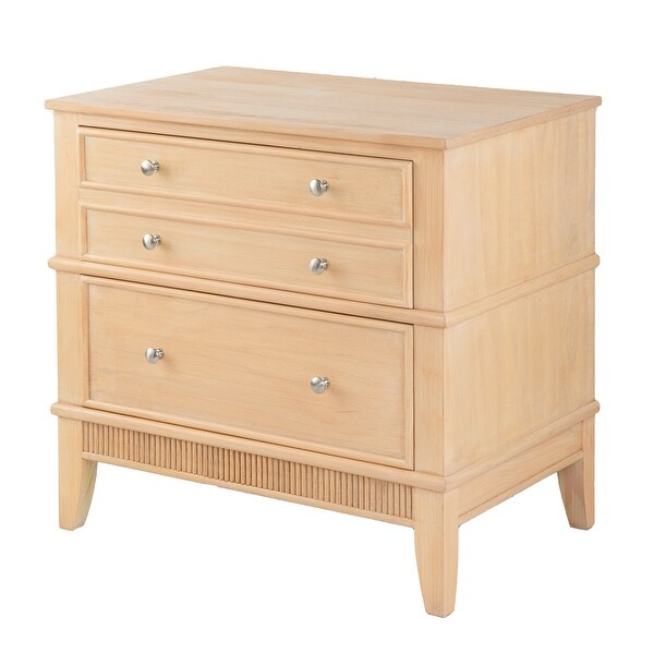 Crafted of Wood Bed Storage Cabinet Chest with Three Drawers - - 37857316