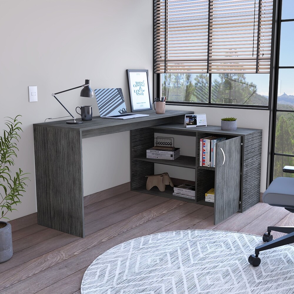 Boston L Shaped Desk  Single Door Cabinet And 2 Interior Shelves