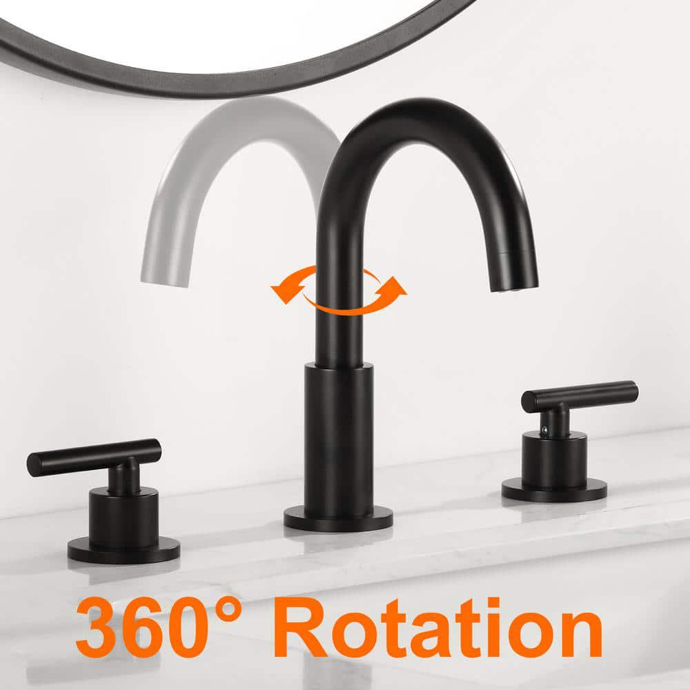 Zalerock Arc 8 in Widespread Double Handle Bathroom Faucet in Matte Black