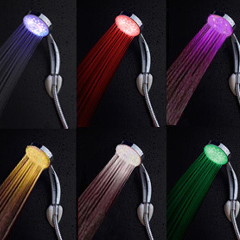 LED Colorful Handheld Shower Head Temperature Control Hand Shower Sprayer for Home Bathroom