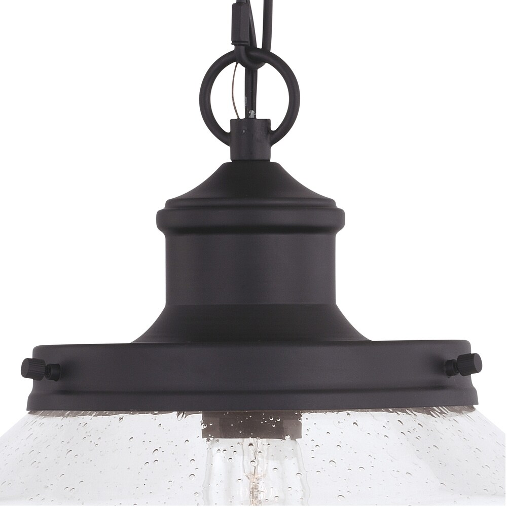 Collins 1 Light Black Farmhouse Outdoor Pendant Clear Schoolhouse Glass   10 in. W x 11.5 in. H x 10 in. D