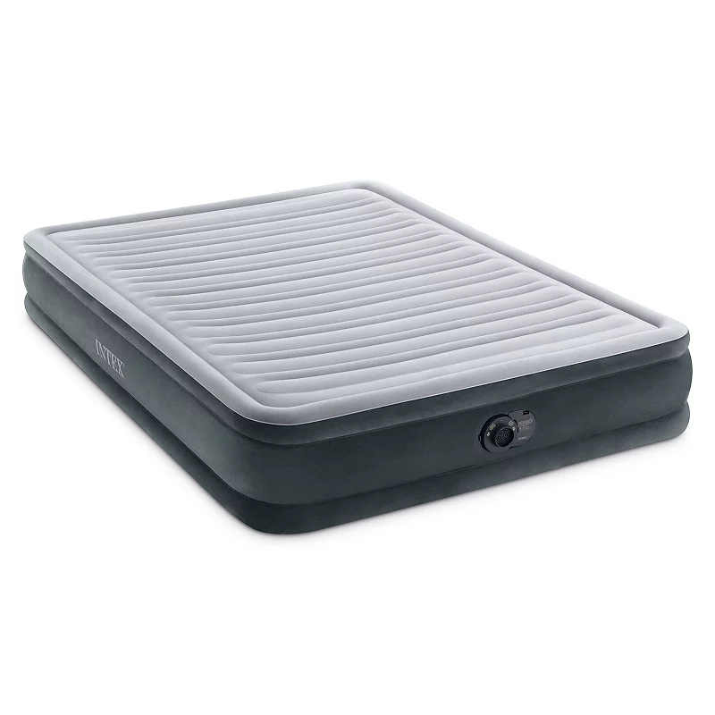 Intex Comfort Deluxe Dura-Beam Plush Air Mattress Bed with Built-In Pump， Queen