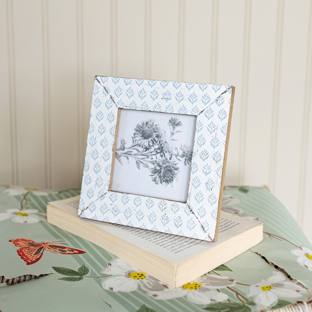 4x4 Inch Blue Floral Picture Frame Wood Mdf amp Glass By Foreside Home amp Garden