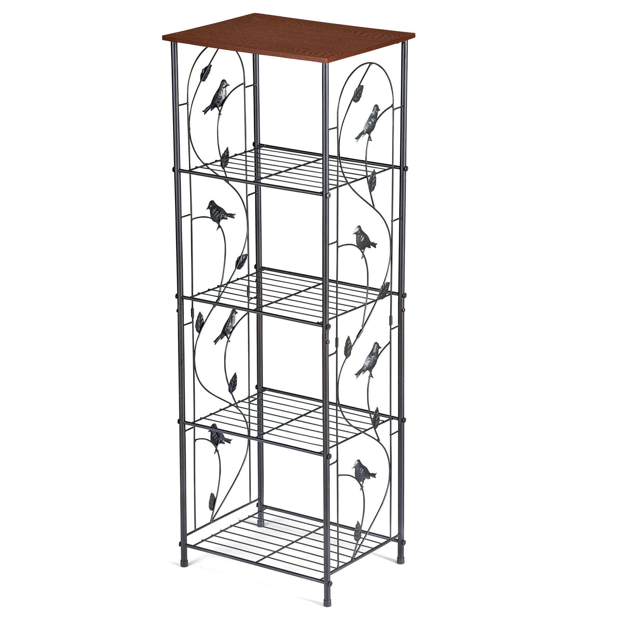 Collections Etc 4-Tier Bird and Leaf Accented Storage Shelf