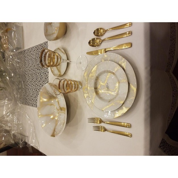 Classic Touch Set Of 4 Gold white Marble Plates 8 25 quot d