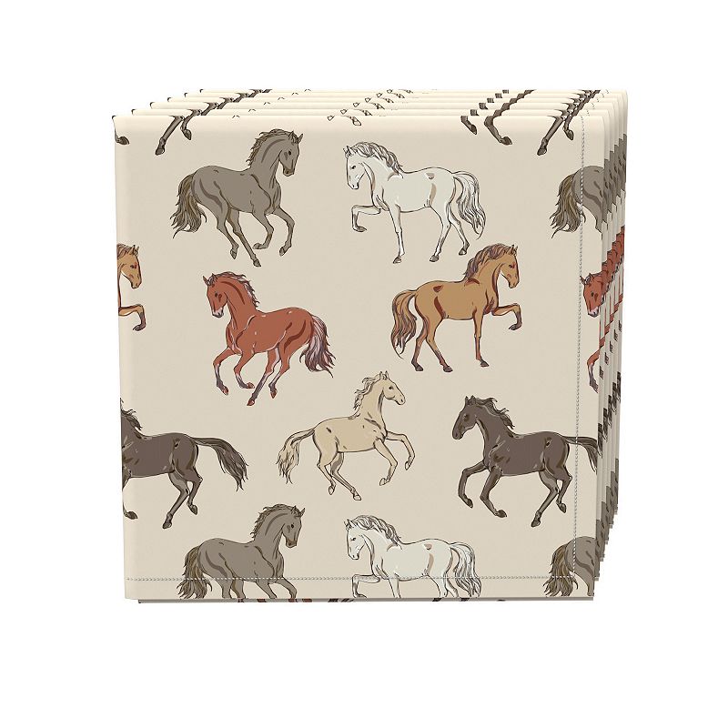 Napkin Set， 100% Polyester， Set of 4， 18x18， Wild Horses