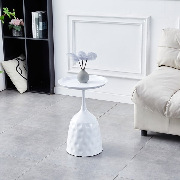 Wine Cup Metal Side Table， Small Sofa Table， Round White Nightstand