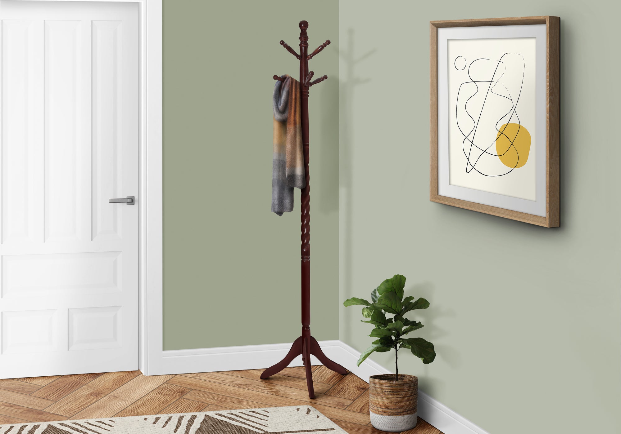 Coat Rack， Hall Tree， Free Standing， 6 Hooks， Entryway， 72