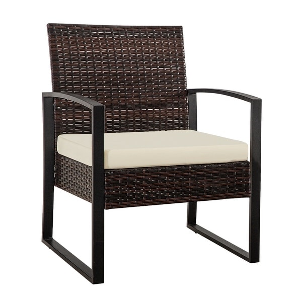 3Pieces Wicker Patio Conversation Set Outdoor Chairs with Cushions