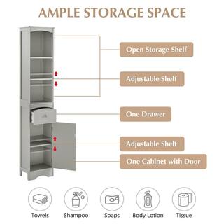 9.1 in. W x 13.4 in. D x 66.9 in. H in Gray Plywood Ready to Assemble Diagonal Kitchen Cabinet wq-152