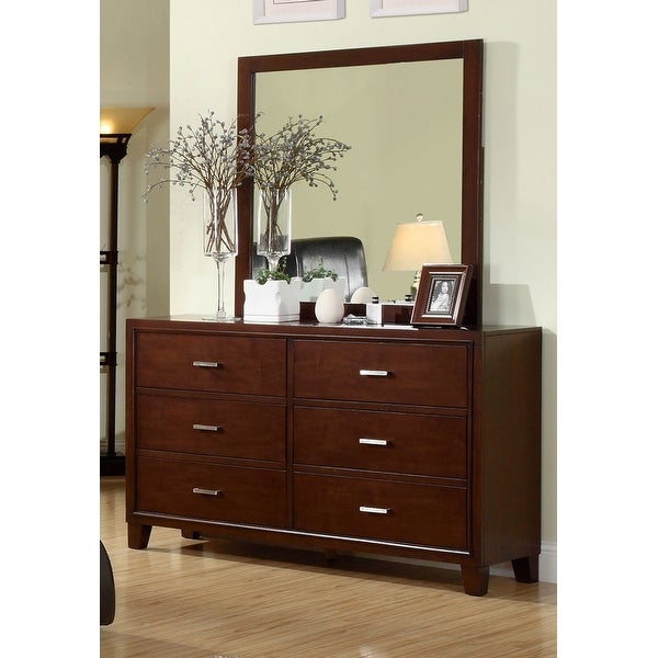 Furniture of America Malt Cherry 40-inch 2-piece Dresser and Mirror Set - - 6674629