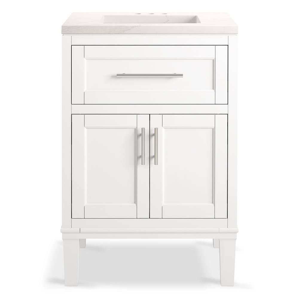 KOHLER Chesil 24 in. W x 18.64 in. D x 36.14 in. H Bathroom Vanity in White with Bianco Bella Top R35902-ASB-0