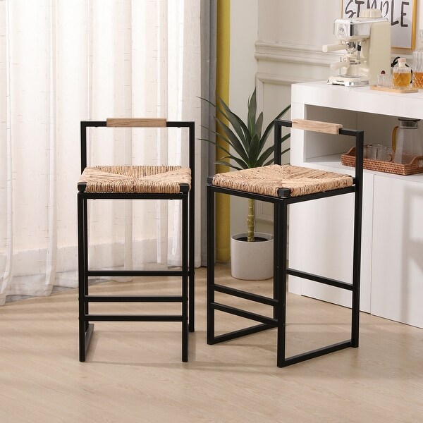 Set of 2 Bar Stools Counter Height Dining Chairs for Kitchen， Home