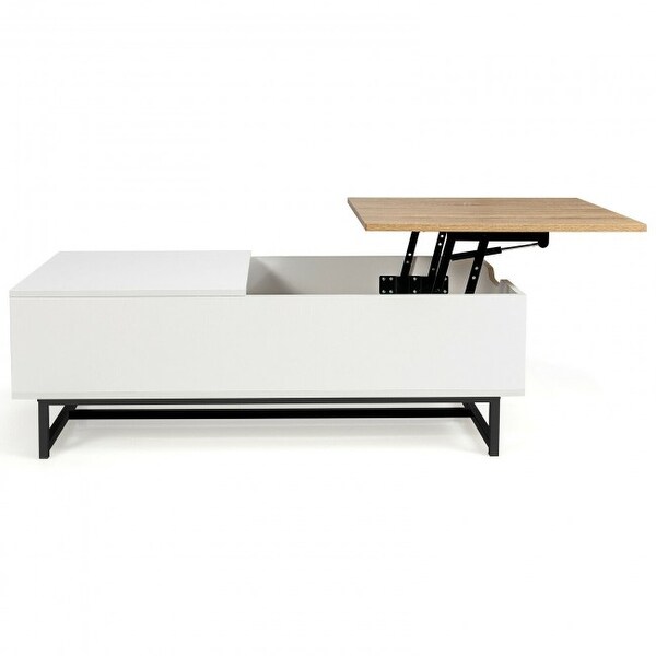 43 Inch Lift Top Coffee Table with Storage Compartment and Metal Frame - 43