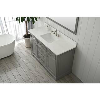 Design Element Milano 54 in. W x 22 in. D x 34 in. H Bath Vanity in Gray with White Quartz Top ML-54-GY