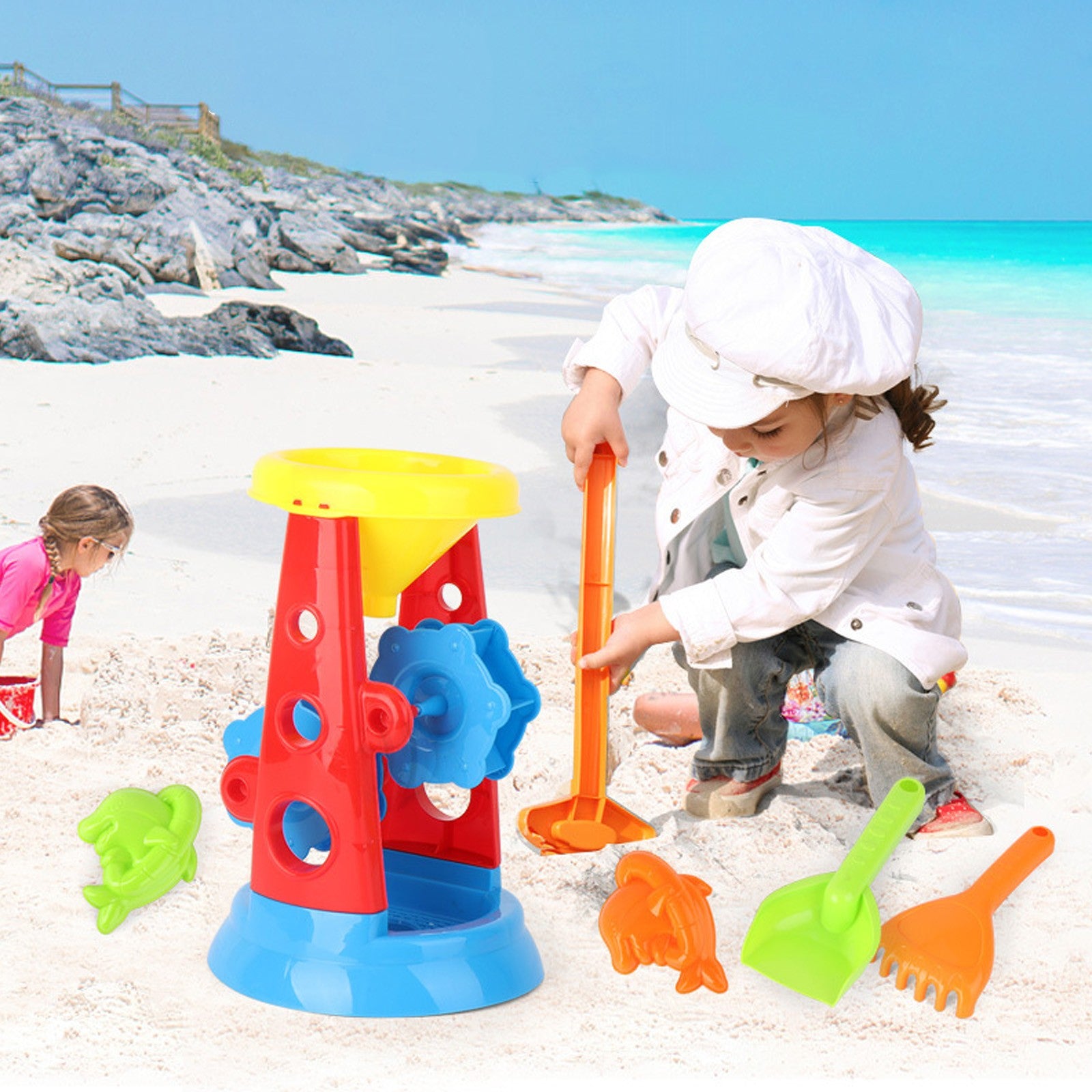 Fridja 5Piece Beach Toy Sand Set Sand Play Sandpit Toy Summer Outdoor Toy