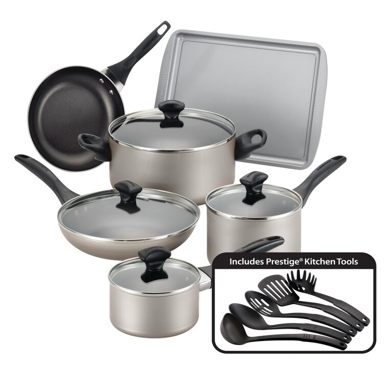 Farberware Dishwasher Safe Aluminum Nonstick Cookware Set, 15-Piece