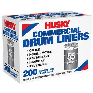 Husky 55 Gal. Economy Natural Trash Liners (200-Count) PA55200CL-P