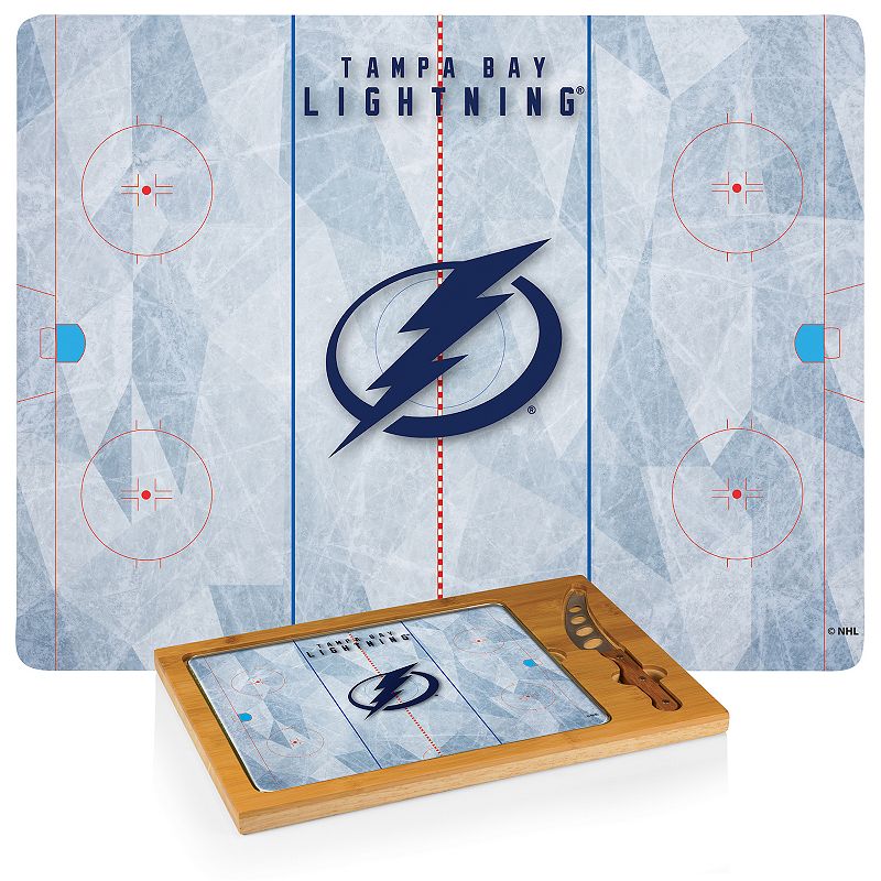 Picnic Time Tampa Bay Lightning Icon Glass Top Cutting Board and Knife Set