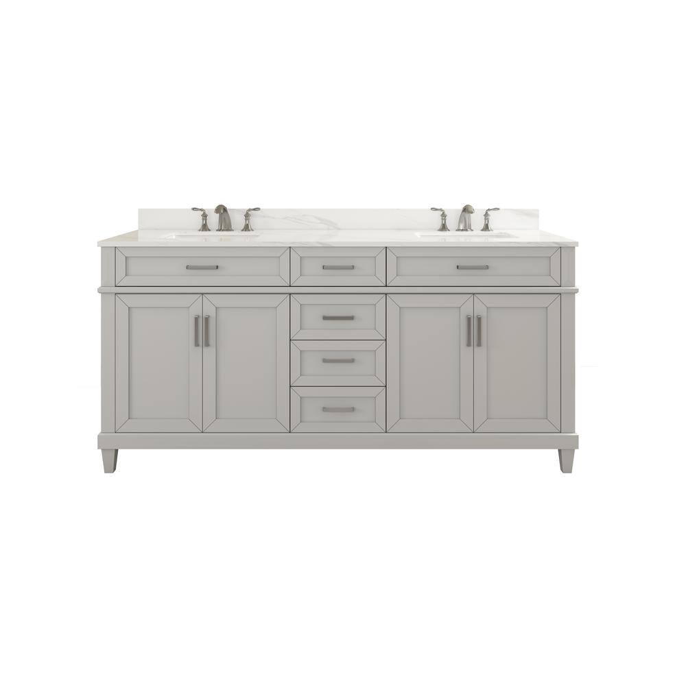 Home Decorators Collection Talmore 60 in. W x 22 in. D x 35 in. H Freestanding Bath Vanity in Gray with White Cultured Marble Top VA-FC0201