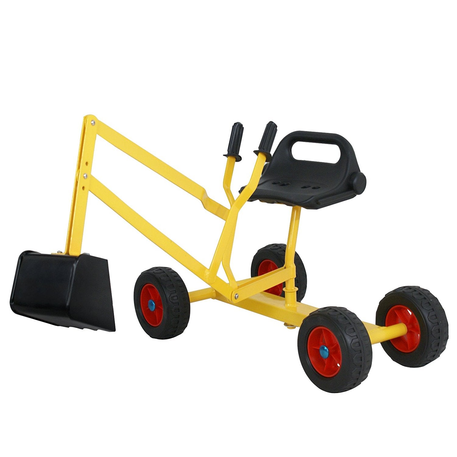 MTB 4-Wheel Kid Ride-on Dig Working Crane Sand Play Digger Yellow Scooper Outdoor Crane for Sandbox Excavator Dig Toy in Sand, Beach, Snow, Dirt--- Backyard Toys for Children