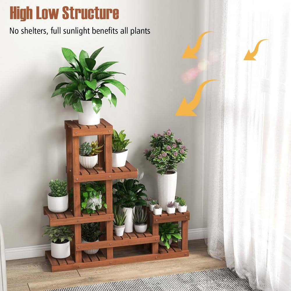 ANGELES HOME 6 Tier Wood Plant Stand with High Low Structure 10HZ18CK61