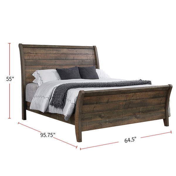 Wooden Queen Bedroom Set in Weathered Oak - - 36135666