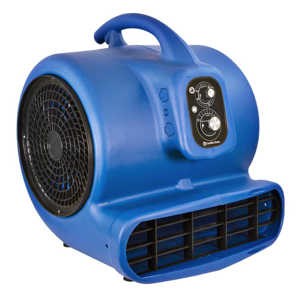 Comfort Zone 12 HP High Velocity Air Mover Carpet Dryer Blower Fan with Timer Blue