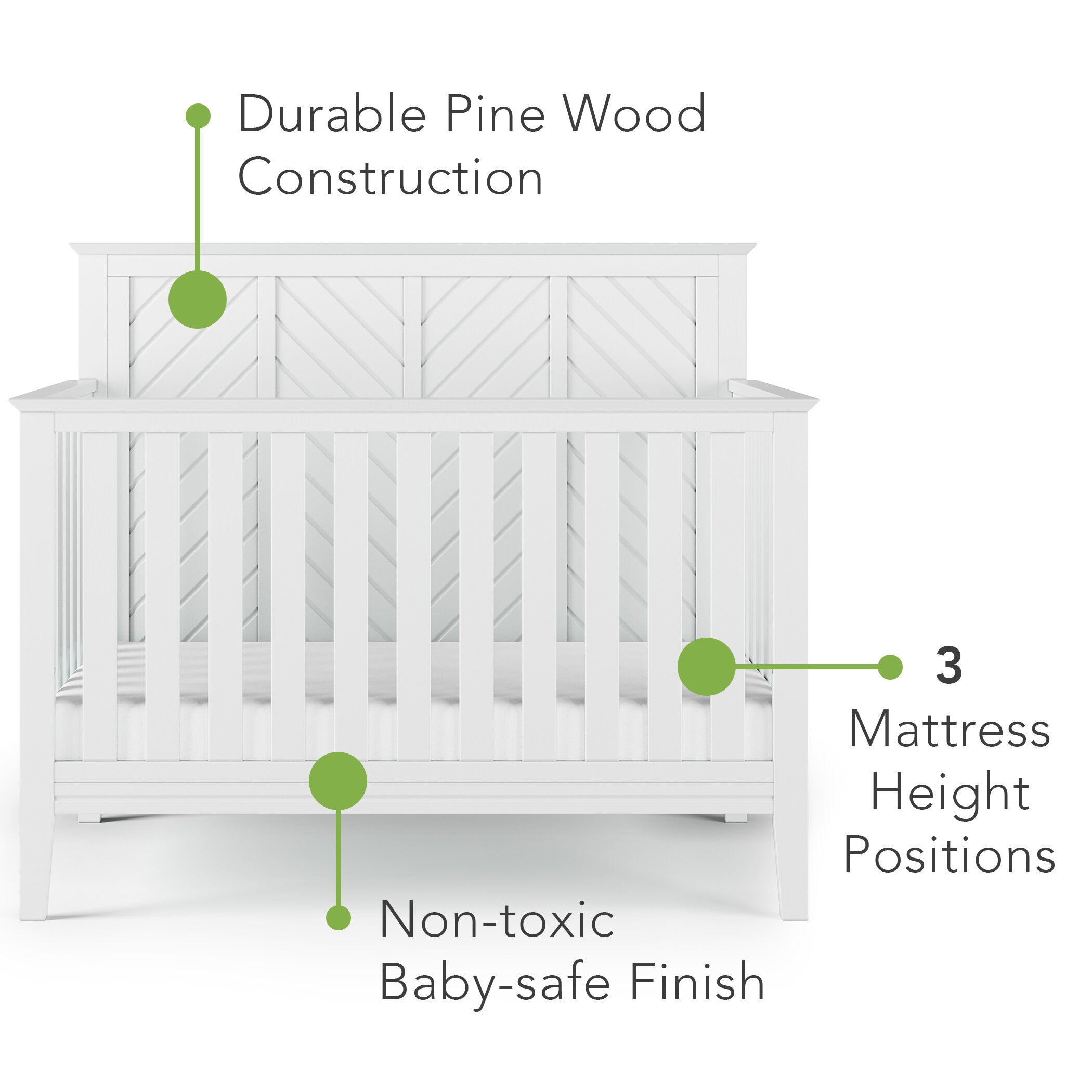 Child Craft 4-in-1 Baby Crib Atwood, Matte White