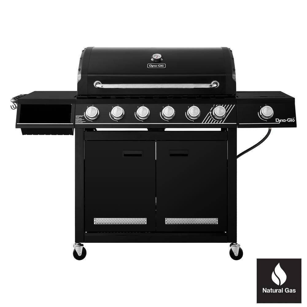 Dyna-Glo DGH563CRN-D 6-Burner Natural Gas Grill in Matte Black with TriVantage Multi-Functional Cooking System