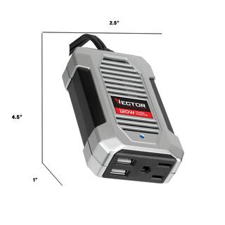 VECTOR 120 Watt Power Inverter 12V DC 120V AC Dual USB Charging Ports PI120SV