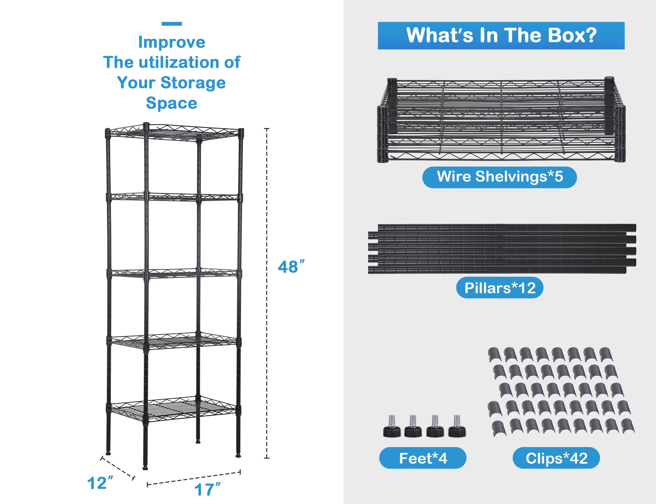 5 Tier Metal Wire Shelves 17