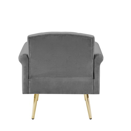 Grey Velvet Armchair with Metal Legs